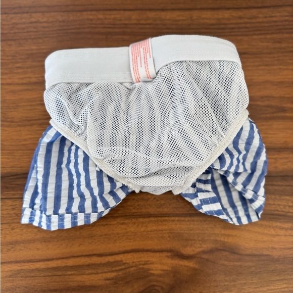 Cat & Jack 12 month Baby Boy Swim Trunks Striped Blue and White Swim Shorts - Picture 5 of 6